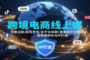 跨境电商线上课，下载注册/起号养号/多平台关联/直播成交与售后，IP打造与老客转化-麦资源网