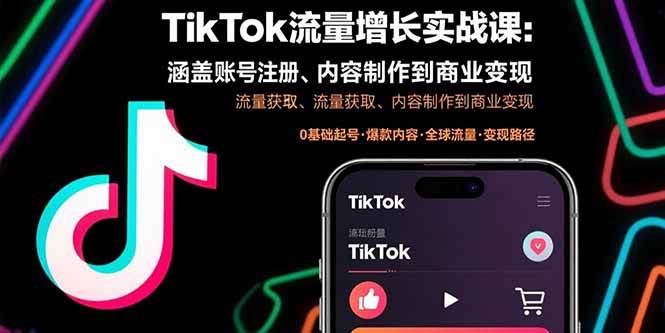 图片[1]-（15791期）TikTok流量增长实战课：涵盖账号注册、流量获取、内容制作到商业变现