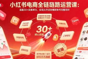 （15751期）小红书电商全链路运营课：涵盖30+实操单元，实现从开店到爆款账号完整闭环-麦资源网