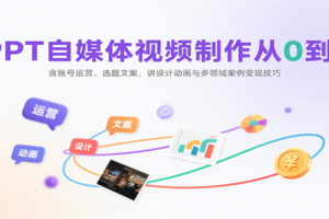 PPT自媒体视频制作从0到1：含账号运营、选题文案，讲设计动画与多领域案例变现技巧-麦资源网