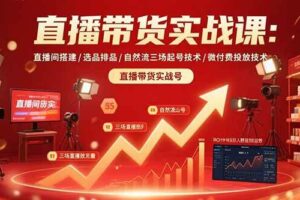 （15729期）直播带货实战课：直播间搭建/选品排品/自然流三场起号技术/微付费投放技术-麦资源网