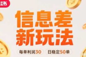 小红书信息差新玩法每单利润30，每天稳定50单左右，两个账号即可-麦资源网