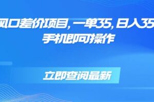 （15714期）蓝海风口差价项目，一单35，日入3500+，手机即可操作-麦资源网