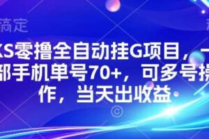 KS零撸全自动挂G项目，一部手机单号70+，可多号操作，当天出收益【揭秘】-麦资源网