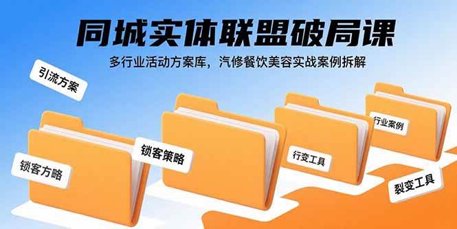 图片[1]-（15833期）同城实体联盟破局课，多行业活动方案库，汽修餐饮美容实战案例拆解