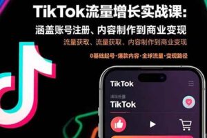 （15791期）TikTok流量增长实战课：涵盖账号注册、流量获取、内容制作到商业变现-麦资源网