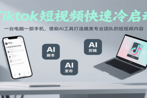 Tiktok短视频快速冷启动，一台电脑一部手机，借助AI工具打造媲美专业团队的短视频内容-麦资源网