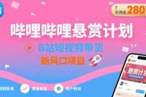 哔哩哔哩悬赏计划，B站短视频带货，7天佣金2807，新风口项目-麦资源网