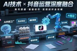 （15630期）AI技术与抖音运营的深度融合应用：涵盖账号搭建、内容创作、收益变现等-麦资源网