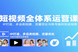 短视频全体系运营课：IP打造、多品类拍摄、流量优化与账号盈利实战指南-麦资源网