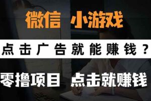 （15695期）微信小程序小游戏，只需要看广告就能赚钱？0撸手机赚钱，甚至连游戏都…-麦资源网