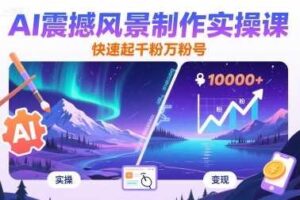 AI震撼风景制作实操课，快速起千粉万粉号-麦资源网