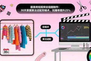 （15655期）服装类短视频全链路制作：30天掌握算法适配剪辑术，完播率提升25%-麦资源网