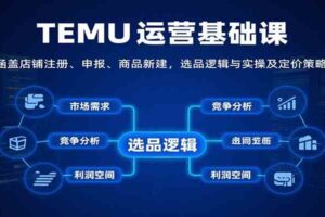 TEMU运营基础课:涵盖店铺注册、申报、商品新建,选品逻辑与实操及定价策略等-麦资源网
