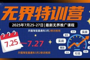 无界特训营2025年7月25-27日，最新无界推广课程，天猫淘宝直通车3天2夜训练班-麦资源网