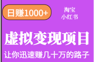 淘宝OR小红书虚拟变现,日赚1000+,多账号操作年收入几十W不等-麦资源网