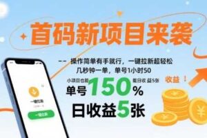 首码新项目来袭，操作简单有手就行，一键拉新超轻松，单号1小时50，小项目也能日收益5张【揭秘】-麦资源网