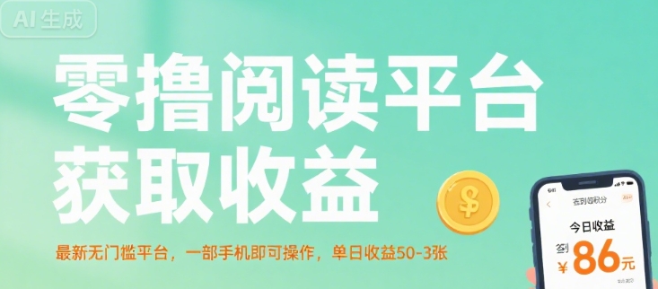 零撸阅读平台获取收益，*无门槛平台，一部手机即可操作，单日收益50-3张【揭秘】