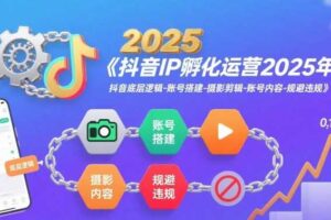 抖音IP孵化运营2025年，抖音底层逻辑-账号搭建-摄影剪辑-账号内容-规避违规-麦资源网