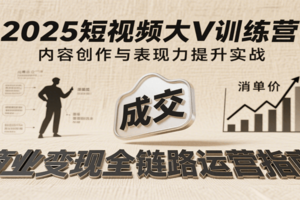 2025短视频大V训练营：内容创作/表现力提升/商业变现，从账号定位到高客单成交-麦资源网