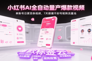小红书AI全自动量产爆款视频，单账号日更百条视频，7天搭建不封号矩阵流量池（更新）-麦资源网