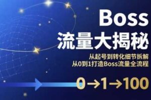 Boss流量大揭秘，从起号到转化细节拆解，从0到1打造Boss流量全流程-麦资源网
