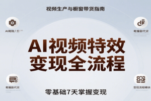 AI视频特效变现全流程,零基础7天掌握视频生产到橱窗带货变现-麦资源网