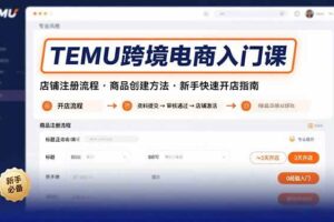 （15682期）TEMU跨境电商入门课，店铺注册流程，商品创建方法，新手快速开店指南-麦资源网