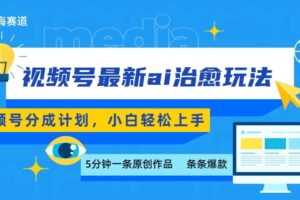 视频号分成最新ai治愈玩法，5分钟一条爆款，日赚500+，小白也能轻松上手-麦资源网