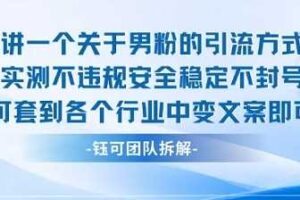 2025关于男粉的引流方式实测不违规安全稳定不封号可套到各个行业中变文案即可-麦资源网