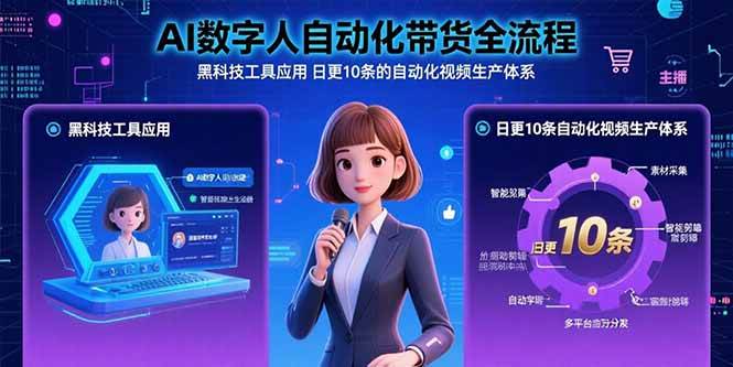 图片[1]-（15699期）AI数字人自动化带货全流程：黑科技工具应用 日更10条的自动化视频生产体系
