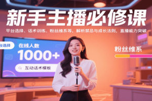 新手主播必修课：平台选择、话术训练、粉丝维系等，解析禁忌与成长法则，突破直播能力-麦资源网