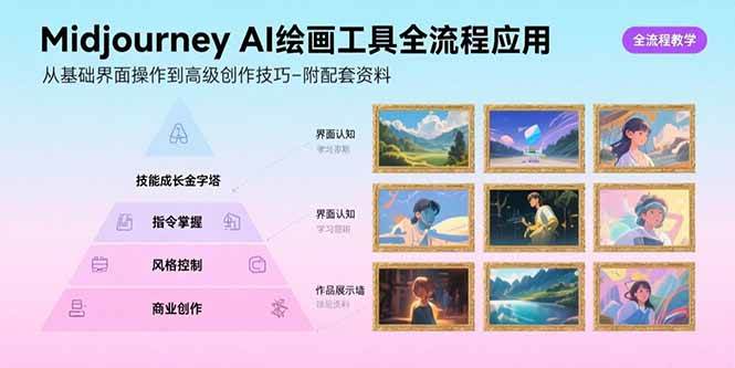 图片[1]-（15628期）Midjourney AI绘画工具全流程应用，从基础界面操作到高级创作-附配套资料