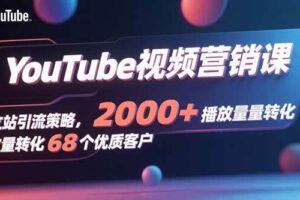 （15740期）YouTube视频营销课，独立站引流策略，2000+播放量转化68个优质客户-麦资源网
