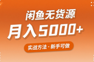 2025年闲鱼无货源副业赚钱项目，新手小白月入5000+实战方法-麦资源网