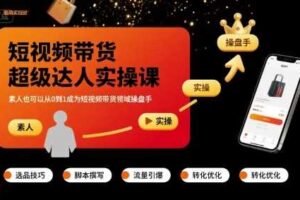 短视频带货超级达人实操课，素人也可以从0到1成为短视频带货领域操盘手-麦资源网