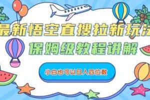 最新悟空直搜拉新玩法，保姆级教程讲解，小白也可以日入四位数-麦资源网