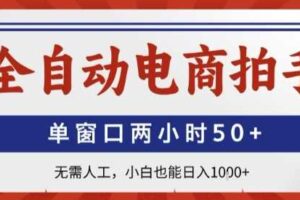全自动电商拍手，单窗口两小时50+，无需人工，小白也能轻松日入1k+【揭秘】-麦资源网