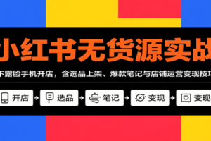 小红书无货源实战,不露脸手机开店,含选品上架、爆款笔记与店铺运营变现技巧-麦资源网