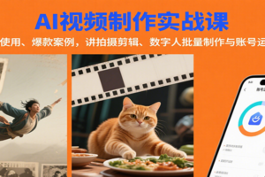 AI视频制作实战：含工具使用、爆款案例，讲拍摄剪辑、数字人批量制作与账号运营变现-麦资源网