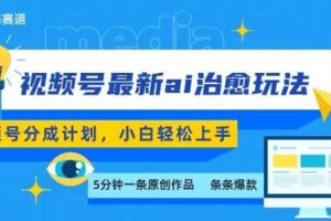 视频号分成最新ai治愈玩法,5分钟一条爆款,日入多张,小白也能轻松上手-麦资源网