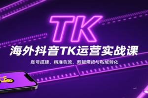 海外抖音TK运营实战课：账号搭建、精准引流、剪辑带货与私域转化-麦资源网