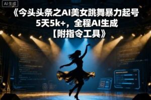 今日头条之AI美女跳舞暴力起号，5天1k+，全程AI生成【附指令工具】-麦资源网