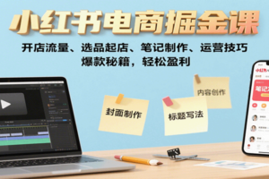 小红书电商掘金课:开店流量、选品起店、笔记制作、运营技巧,爆款秘籍,轻松盈利-麦资源网