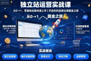 独立站运营实战课，​从0到1，零基础也能快速上手，开启你的品牌出海掘金之旅-麦资源网