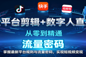 全平台剪辑+数字人直播，从零到精通，掌握最新平台规则与流量密码，实现短视频变现-麦资源网