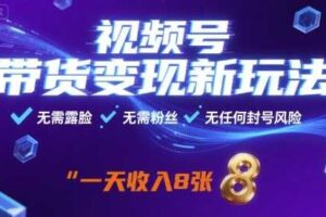 视频号带货变现新玩法，无需露脸，无需粉丝，无任何封号风险，一天收益8张【揭秘】-麦资源网