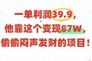 一单利润39.9,有人靠这个变现几十个,偷偷闷声发财的项目-麦资源网