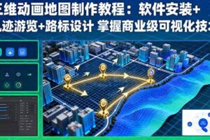 （16096期）三维动画地图制作教程：软件安装+轨迹游览+路标设计 掌握商业级可视化技术-麦资源网