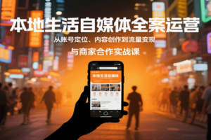 本地生活自媒体全案运营，从账号定位、内容创作到流量变现与商家合作实战课-麦资源网